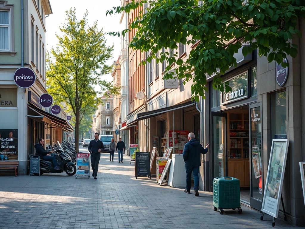 Widok na rynek w Skórczu z ratuszem i otaczającymi kamienicami